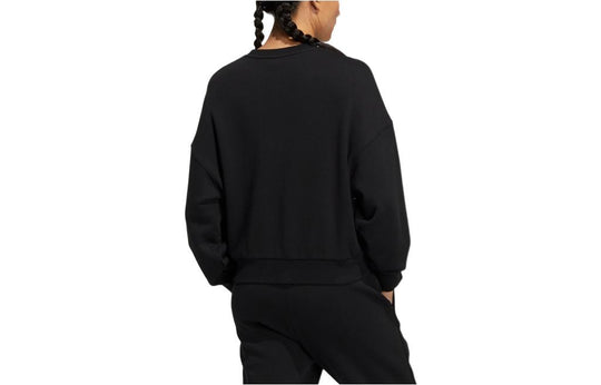 (WMNS) adidas Big Logo Printing Casual Sweaters 'Black' HM9378