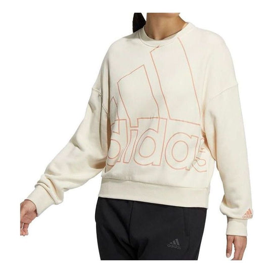 (WMNS) adidas Big Logo Printing Casual Sweaters 'White' HM9381