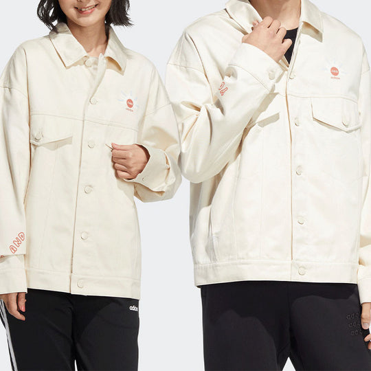adidas neo Alphabet Printing Sports Jacket Couple Style Yellow White HM7435