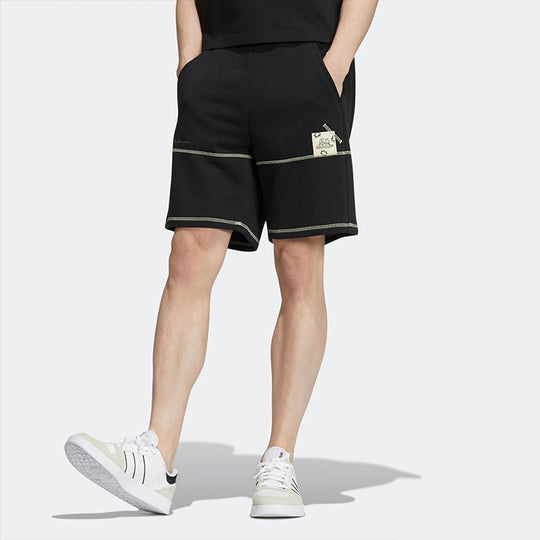 adidas neo Solid Color Design Straight Athleisure Casual Sports Shorts Black HH7673