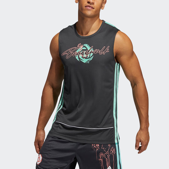 adidas Bw Rose Tank Printing Basketball Sports Vest Black GP9771