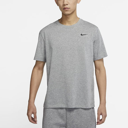 Nike Dri-FIT Crew Solid Casual Round Neck Training Short Sleeve Gray AR6030-091