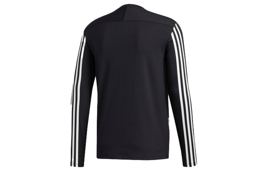 adidas Sha Gold Crew Sports Training Breathable Stripe Round Neck Pullover Black FS4257