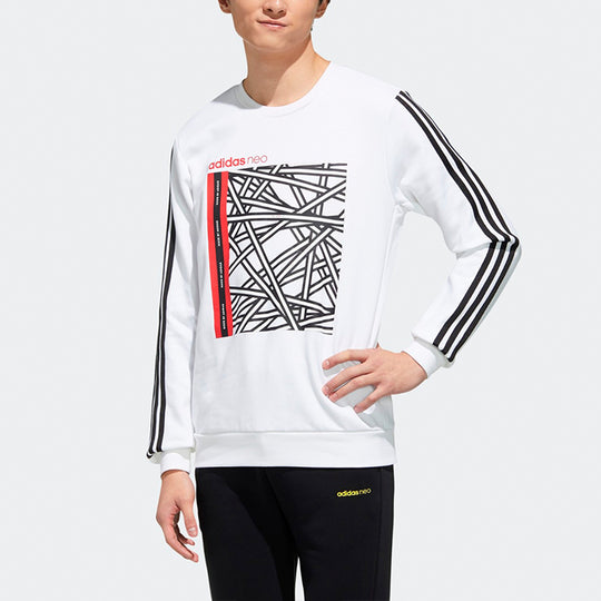 adidas neo M FAVES SWT 1 Sports Round Neck Pullover White GG3387