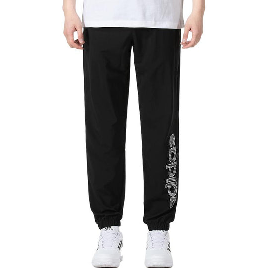 Men's adidas neo Pants Alphabet Printing Breathable Casual Woven Sports Pants/Trousers/Joggers Autumn Black HD4684