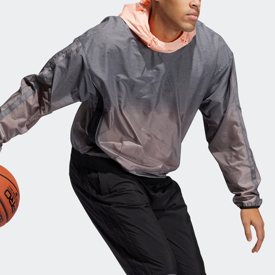 adidas Basketball Sports Contrasting Colors hooded Logo Jacket Gray GK8415