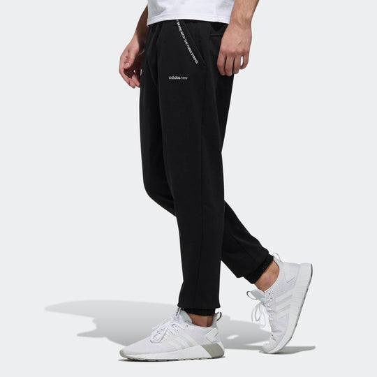 adidas neo logo Cozy Breathable Casual Sports Long Pants Black DZ7581