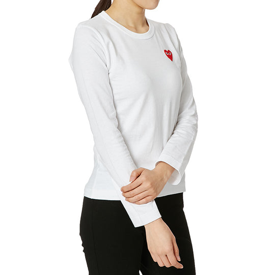 (WMNS) COMME des GARCONS PLAY Small Logo Long Sleeves Tee 'White Red' AZ-T117-051-2