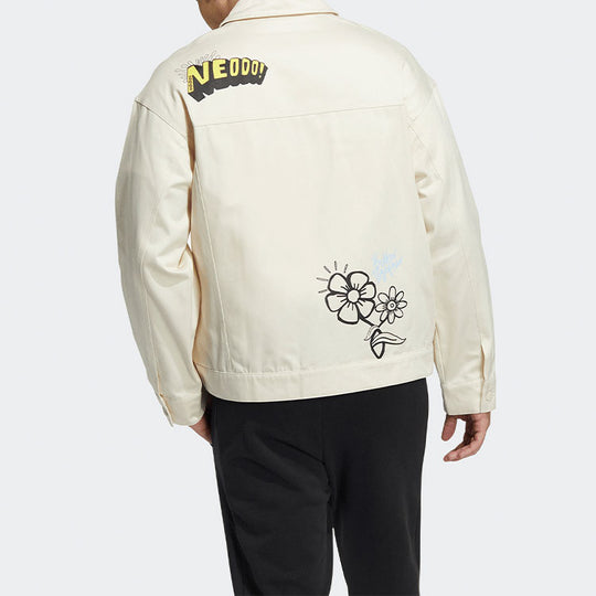 adidas neo Alphabet Printing Sports Jacket Couple Style Yellow White HM7435