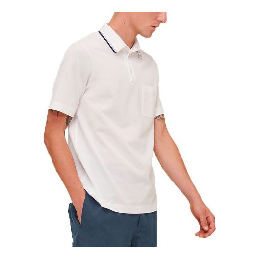 Men's HERMES SS21 Pocket Short Sleeve Polo Shirt White H157930HA90