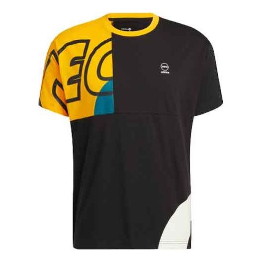 adidas neo M Brand Tee 2 Contrasting Colors Alphabet Printing Sports Short Sleeve Black HS8825