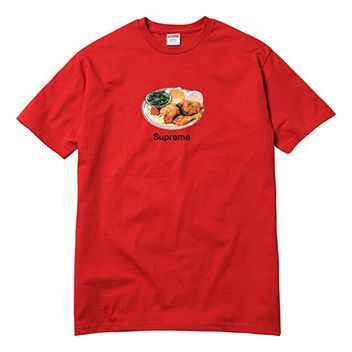 Supreme SS18 Chicken Dinner Tee Red Food Printing Short Sleeve Unisex SUP-SS18-0060