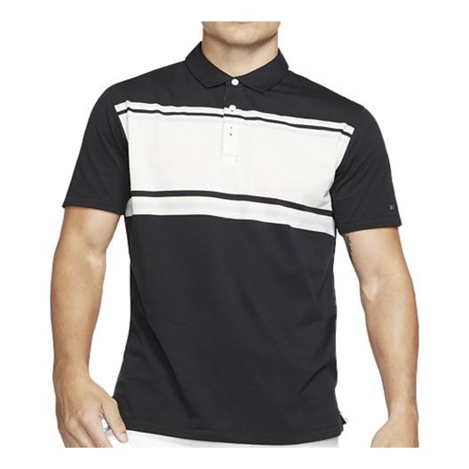 NikeDRI-FIT PLAYER Stripe Golf lapel Short Sleeve Polo Shirt Black BV0471-010