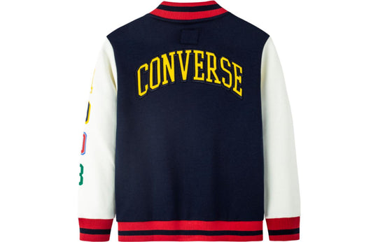 (GS) Converse Color-blocked Embroidered Baseball Jacket 'Navy White Red' CV2242170GS-001