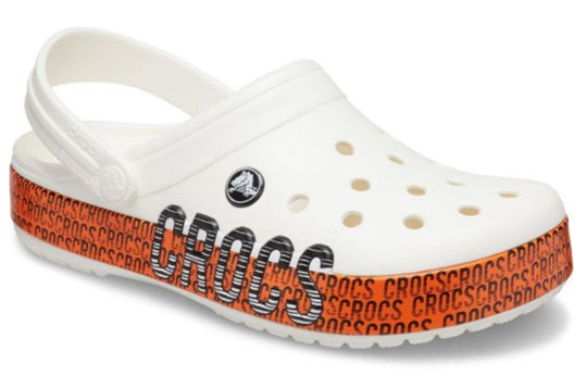 Crocs Crocband Logo Motion Clog Unisex White Orange Sandals 'White Orange' 206381-127