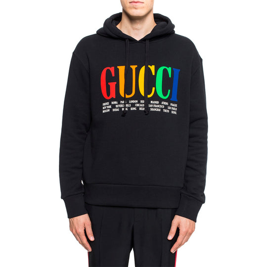 Gucci City Rainbow Logo Hooded Sweatshirt 'Black' 475374-X3N60-1082