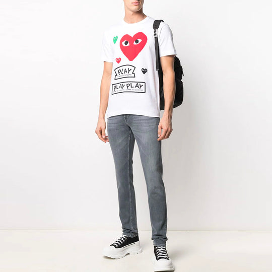 COMME des GARCONS PLAY Multi Heart T-Shirt 'White Red' P1T280-1