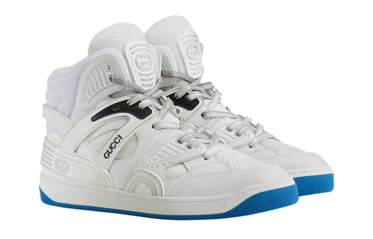 (WMNS) GUCCI Basket Retro High Top Basketball Shoes White Blue 661310-2SHA0-9014