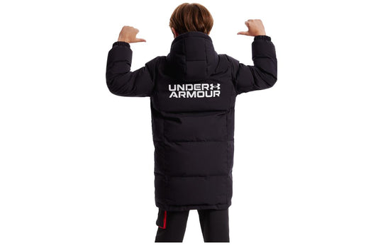(GS) Under Armour Mid-length Warm Long Sleeve Down Jacket 'Black White' 234106068