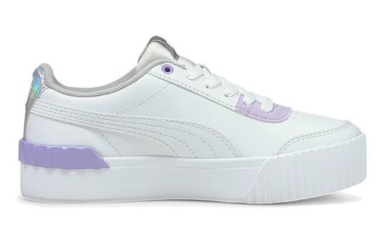 (GS) PUMA Carina Lift Shine Casual Board Shoes White/Purple 380552-01