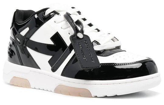 Off-White Out Of Office Low-Top Patent Sneaker 'Black White' OMIA189S22LEA0020110
