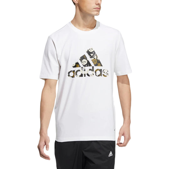 adidas Solid Color Logo Athleisure Casual Sports Short Sleeve Unisex White HS4394