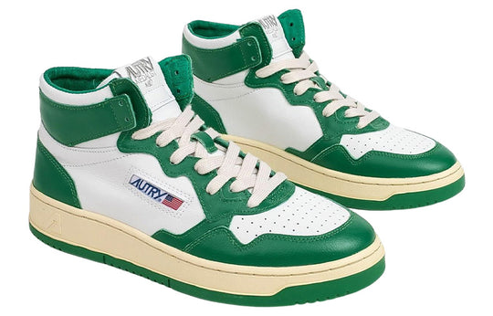 Autry Medalist high-top Sneakers 'White Green' AUMM-WB03