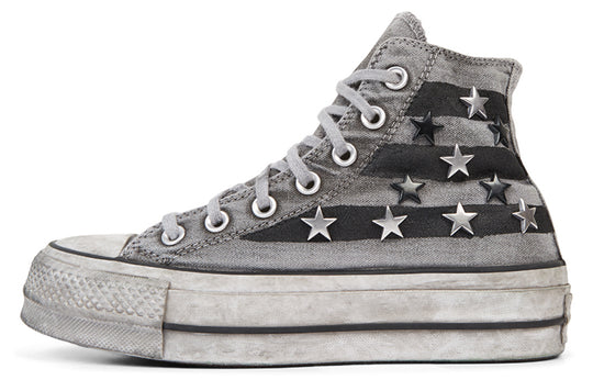 (WMNS) Converse Chuck Taylor All Star Vintage Star Studs Platform High Top Thick Sole Dirty Shoes Grey White 565757C