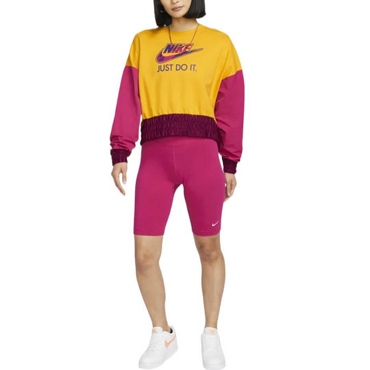 (WMNS) Nike Craftlectics Crewneck Sweatshirt 'Yellow Pink' DM6322-743