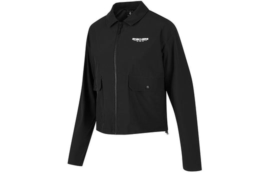 Skechers Solid Color Zip-Up Quick-Drying Loose Jacket 'Black White' P224M042-0018
