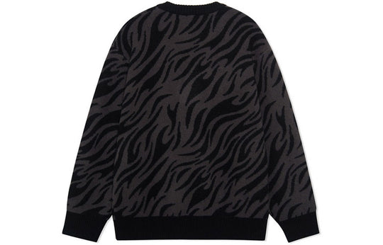 Li-Ning Rijindoujin Tiger Print Logo Crew Neck Sweater 'Black' AMBS031-2
