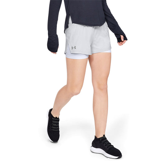 (WMNS) Under Armour Launch SW 2-In-1 Shorts 'Halo Grey' 1342843-014