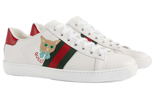 (WMNS) Gucci Ace Series CAT Embroidered Shoes/Sneakers White Red 664142-1XG60-9065