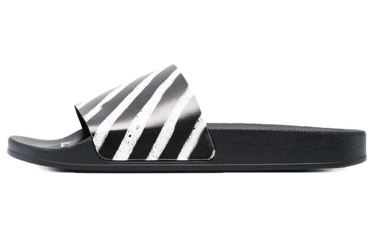 Off-White Industrial Sliders 'Diagonal Stripe - Black White' OMIC001S21MAT0021001