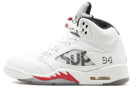 Supreme x Air Jordan 5 Retro 'White' 824371-101 Retro Basketball Shoes  -  KICKS CREW