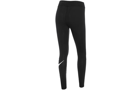 (WMNS) Nike Sportswear Essential High-Waisted Logo Leggings 'Black White'  CZ8528-010