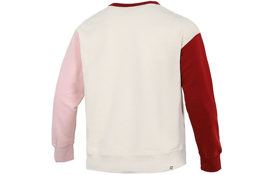 PUMA Pocket Small Label Colorblock Sports Knit Round Neck Pullover Creamy White 533036-73