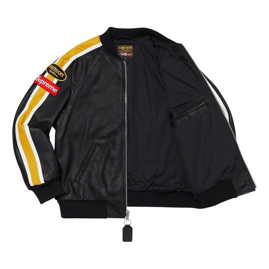 Supreme x Vanson Leathers Perforated Bomber Jacket 'Black Yellow' SUP-SS20-211