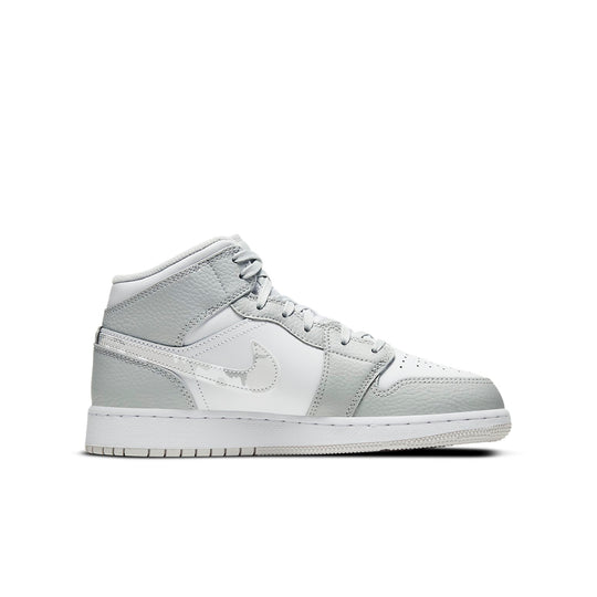 (GS) Air Jordan 1 Mid SE 'Swoosh Logo - Grey Camo' DD3235-100 Big Kids Basketball Shoes  -  KICKS CREW
