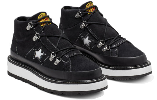 (WMNS) Converse Fleece Lined Boot One Star Thick Sole Black White 566163C