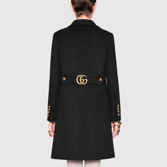 (WMNS) Gucci Wool Coat With Double G 'Black' 494500-ZHW03-1000