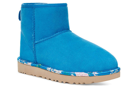 (WMNS) UGG Classic Mini Floral Snow Boots Blue 1111093-BAS