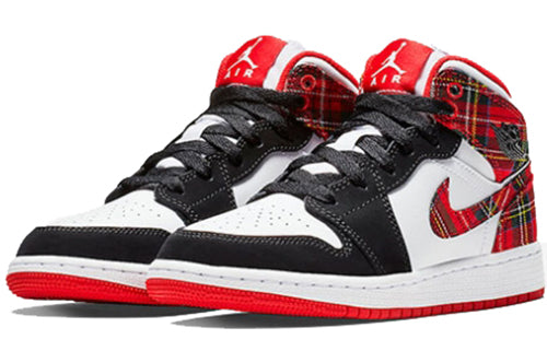 (GS) Air Jordan 1 Retro Mid 'Bad Santa' 554725-607 Big Kids Basketball Shoes  -  KICKS CREW