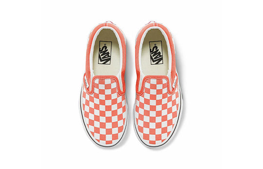 Vans Classic Slip-On Low Top Casual Skateboarding Shoes Kids Orange White Grid 'Orange White' VN0A7Q5GARX