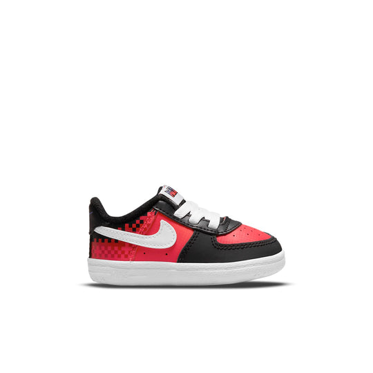 (TD) Nike Force 1 Cot Low Tops Casual Skateboarding Shoes Black Red DQ0641-600