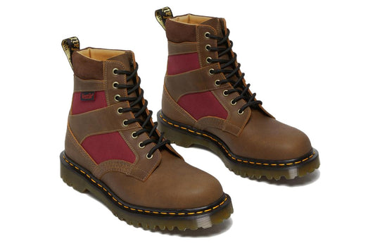 Dr.Martens 1460 Made in England Padded Panel Lace Up Boots 'Brown Dockyard Oxblood' 27775203