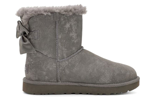 (WMNS) UGG Mini Bailey Bow Glimmer Charcoal 1125795-CHRC