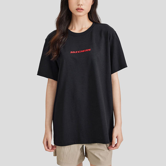 Skechers Casual Letter Printed T-Shirt 'Black Red White' L224U039-0018