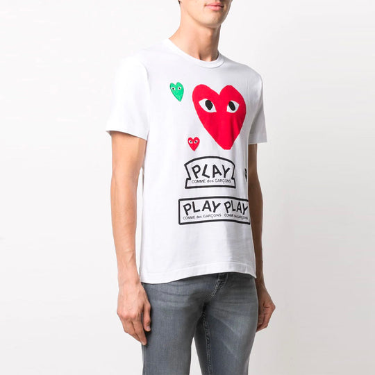 COMME des GARCONS PLAY Multi Heart T-Shirt 'White Red' P1T280-1