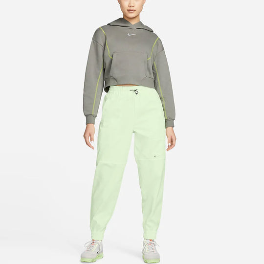 (WMNS) Nike Sportswear Oversized Fleece Hoodie 'Grey Lime Green' DM6360-029